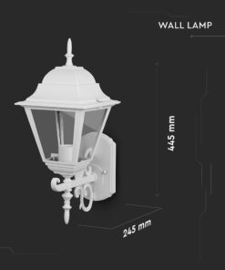 Λευκό φωτιστικό τοίχου εξωτερικού χώρου, κλασικού σχεδιασμού, 445x245mm, ανθεκτικό στις καιρικές συνθήκες.
