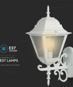 Επιτοίχιο φωτιστικό εξωτερικού χώρου, λευκό, συμβατό με λάμπες E27. Κλασικός σχεδιασμός για κομψό φωτισμό.