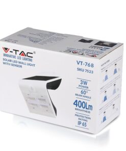Ηλιακός LED φωτισμός τοίχου V-TAC με αισθητήρα, 3W, 60° γωνία, 400Lm, IP65 προστασία.