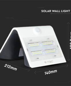 Ηλιακό φωτιστικό τοίχου LED V-TAC, 212x140x109.2mm, ιδανικό για εξωτερικούς χώρους.