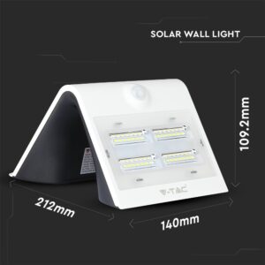 Ηλιακό φωτιστικό τοίχου LED V-TAC, 212x140x109.2mm, ιδανικό για εξωτερικούς χώρους.