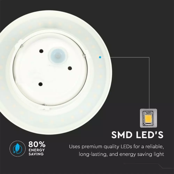 LED επιτοίχιο φωτιστικό 9W Στρογγυλό Λευκό σώμα 3000K Θερμό λευκό V-TAC – 7526