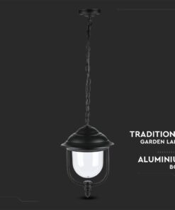 Κρεμαστό Φωτιστικό Κήπου Φαναράκι E27 IP44 Αλουμίνιο – Πλαστικό Μαύρο V-TAC – 7529