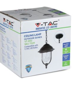 Κρεμαστό Φωτιστικό Κήπου Φαναράκι E27 IP44 Αλουμίνιο – Πλαστικό Μαύρο V-TAC – 7529
