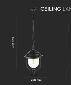 Κρεμαστό Φωτιστικό Κήπου Φαναράκι E27 IP44 Αλουμίνιο – Πλαστικό Μαύρο V-TAC – 7529