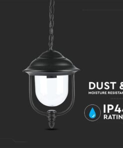 Κρεμαστό Φωτιστικό Κήπου Φαναράκι E27 IP44 Αλουμίνιο – Πλαστικό Μαύρο V-TAC – 7529