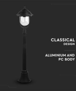 Επιδαπέδιο Φωτιστικό Κήπου Φαναράκι με Κολωνάκι E27 IP44 Αλουμίνιο Μαύρο V-TAC – 7530