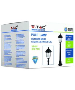 Επιδαπέδιο Φωτιστικό Κήπου Φαναράκι με Κολωνάκι E27 IP44 Αλουμίνιο Μαύρο V-TAC – 7530