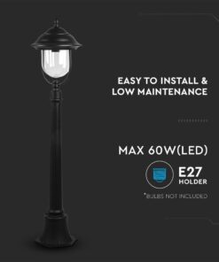 Επιδαπέδιο Φωτιστικό Κήπου Φαναράκι με Κολωνάκι E27 IP44 Αλουμίνιο Μαύρο V-TAC – 7530