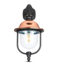 Επιτοίχιο Φωτιστικό Κήπου Απλίκα Φαναράκι προς τα Κάτω E27 IP44 Αλουμίνιο Μαύρο-Χάλκινο V-TAC – 7531