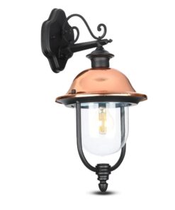 Επιτοίχιο Φωτιστικό Κήπου Απλίκα Φαναράκι προς τα Κάτω E27 IP44 Αλουμίνιο Μαύρο-Χάλκινο V-TAC – 7531