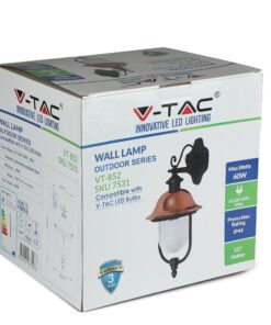 Επιτοίχιο Φωτιστικό Κήπου Απλίκα Φαναράκι προς τα Κάτω E27 IP44 Αλουμίνιο Μαύρο-Χάλκινο V-TAC – 7531