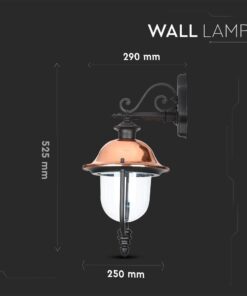 Επιτοίχιο Φωτιστικό Κήπου Απλίκα Φαναράκι προς τα Κάτω E27 IP44 Αλουμίνιο Μαύρο-Χάλκινο V-TAC – 7531