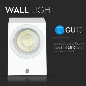Φωτιστικό Τοίχου GU10 Τετράγωνο V-TAC Λευκό IP44 – 7539