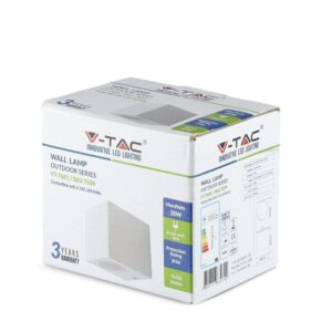 Φωτιστικό Τοίχου GU10 Τετράγωνο V-TAC Λευκό IP44 – 7539