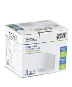 Φωτιστικό Τοίχου GU10 Στρογγυλό V-TAC Λευκό IP44 – 7540