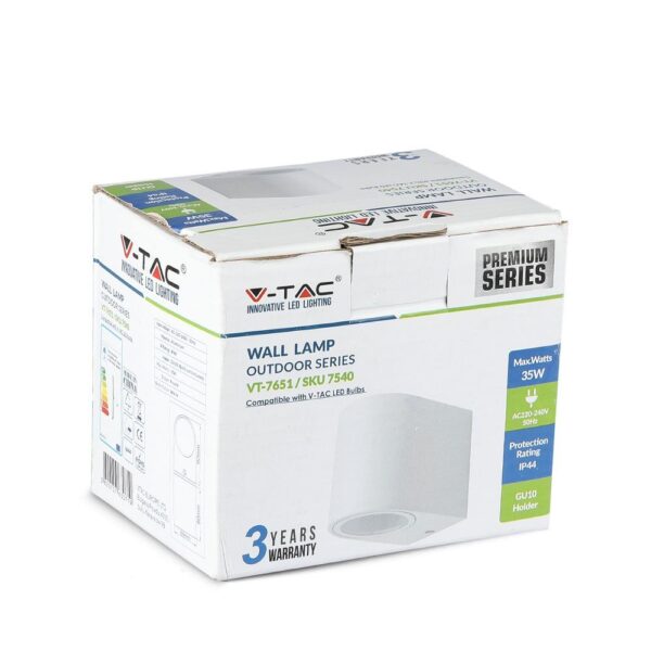 Φωτιστικό Τοίχου GU10 Στρογγυλό V-TAC Λευκό IP44 – 7540