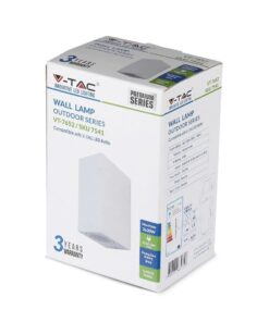 Φωτιστικό Τοίχου 2xGU10 Τετράγωνο V-TAC Λευκό IP44 – 7541
