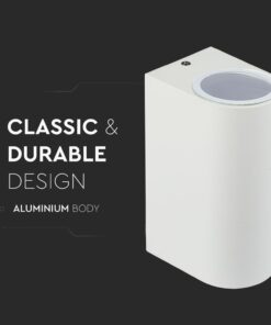 Φωτιστικό Τοίχου 2xGU10 Στρογγυλο V-TAC Λευκό IP44 – 7542