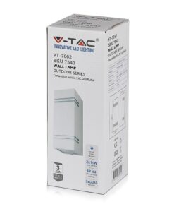 Φωτιστικό Τοίχου 2xGU10 Τετράγωνο V-TAC Λευκό IP44 – 7543
