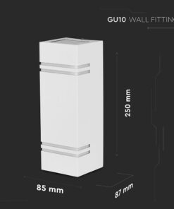 Φωτιστικό Τοίχου 2xGU10 Τετράγωνο V-TAC Λευκό IP44 – 7543