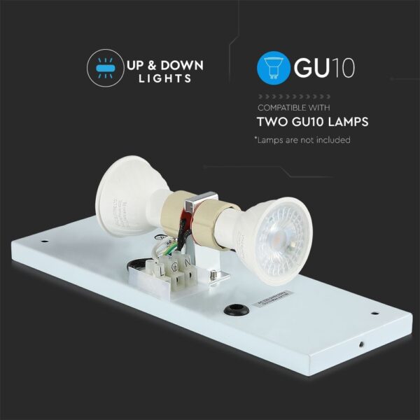 Φωτιστικό Τοίχου 2xGU10 Τετράγωνο V-TAC Λευκό IP44 – 7543
