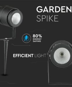 Φωτιστικό Κήπου Καρφί LED 12W Μαύρο V-TAC Αδιάβροχο IP65 Θερμό 3000K – 217544