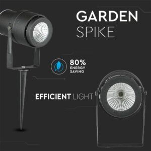 Φωτιστικό Κήπου Καρφί LED 12W Μαύρο V-TAC Αδιάβροχο IP65 Θερμό 3000K – 217544