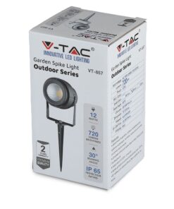 Φωτιστικό Κήπου Καρφί LED 12W Μαύρο V-TAC Αδιάβροχο IP65 Θερμό 3000K – 217544