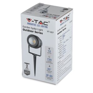 Φωτιστικό Κήπου Καρφί LED 12W Μαύρο V-TAC Αδιάβροχο IP65 Θερμό 3000K – 217544