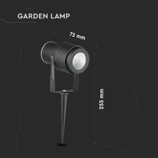 Φωτιστικό Κήπου Καρφί LED 12W Μαύρο V-TAC Αδιάβροχο IP65 Θερμό 3000K – 217544