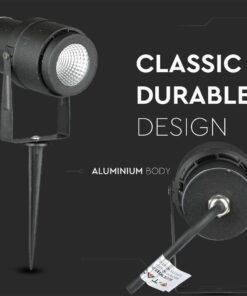 Φωτιστικό Κήπου Καρφί LED 12W Μαύρο V-TAC Αδιάβροχο IP65 Θερμό 3000K – 217544