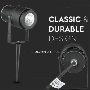 Φωτιστικό Κήπου Καρφί LED 12W Μαύρο V-TAC Αδιάβροχο IP65 Θερμό 3000K – 217544