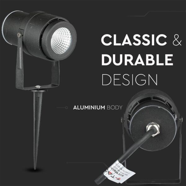 Φωτιστικό Κήπου Καρφί LED 12W Μαύρο V-TAC Αδιάβροχο IP65 Θερμό 3000K – 217544