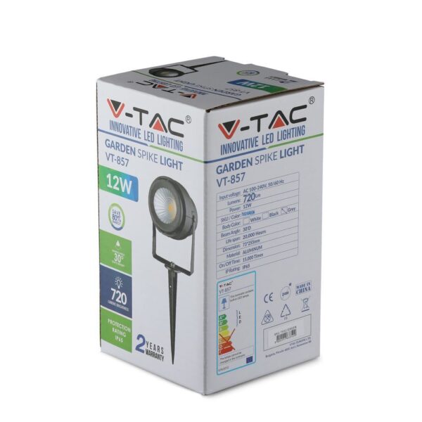 Φωτιστικό Κήπου Καρφί LED 12W Γκρι V-TAC Αδιάβροχο IP65 Πράσινο – 7552