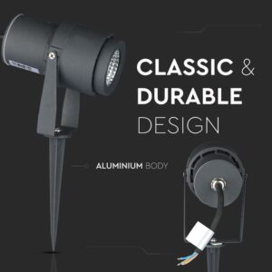 Φωτιστικό Κήπου Καρφί LED 12W Γκρι V-TAC Αδιάβροχο IP65 Πράσινο – 7552