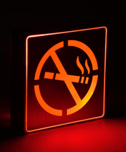 GloboStar® SENSATI 75652 Φωτιστικό Τοίχου Ένδειξης NO SMOKING LED 1W AC 220-240V IP20 – Σώμα Αλουμινίου – Μ11 x Π11 x Υ3cm – Κόκκινο
