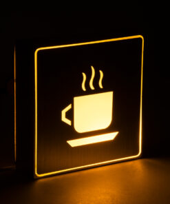 GloboStar® SENSATI 75661 Φωτιστικό Τοίχου Ένδειξης HOT COFFEE LED 1W AC 220-240V IP20 – Σώμα Αλουμινίου – Μ11 x Π11 x Υ3cm – Πορτοκαλί