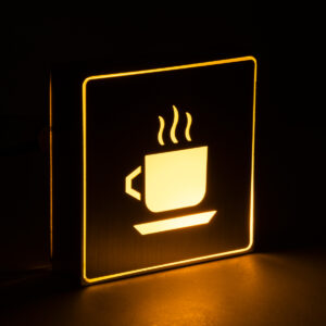 GloboStar® SENSATI 75661 Φωτιστικό Τοίχου Ένδειξης HOT COFFEE LED 1W AC 220-240V IP20 – Σώμα Αλουμινίου – Μ11 x Π11 x Υ3cm – Πορτοκαλί