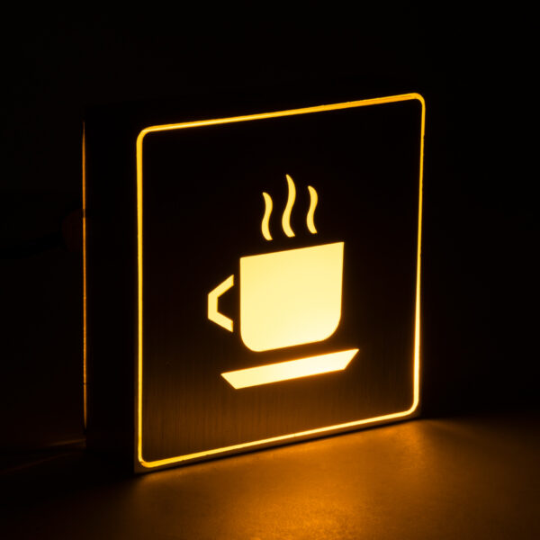 GloboStar® SENSATI 75661 Φωτιστικό Τοίχου Ένδειξης HOT COFFEE LED 1W AC 220-240V IP20 – Σώμα Αλουμινίου – Μ11 x Π11 x Υ3cm – Πορτοκαλί