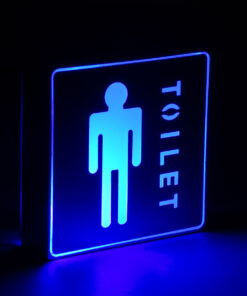 GloboStar® SENSATI 75654 Φωτιστικό Τοίχου Ένδειξης TOILET MAN LED 1W AC 220-240V IP20 – Σώμα Αλουμινίου – Μ11 x Π11 x Υ3cm – Μπλε