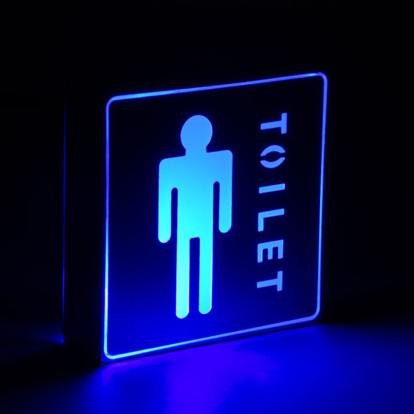 GloboStar® SENSATI 75654 Φωτιστικό Τοίχου Ένδειξης TOILET MAN LED 1W AC 220-240V IP20 – Σώμα Αλουμινίου – Μ11 x Π11 x Υ3cm – Μπλε
