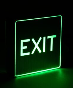 GloboStar® SENSATI 75651 Φωτιστικό Τοίχου Ένδειξης EXIT LED 1W AC 220-240V με Επαναφορτιζόμενη Μπαταρία 350mAh IP20 – Σώμα Αλουμινίου – Μ11 x Π11 x Υ3cm – Πράσινο