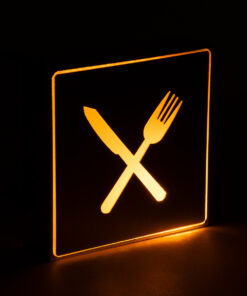GloboStar® SENSATI 75660 Φωτιστικό Τοίχου Ένδειξης RESTAURANT FORK & KNIFE LED 1W AC 220-240V IP20 – Σώμα Αλουμινίου – Μ11 x Π11 x Υ3cm – Πορτοκαλί