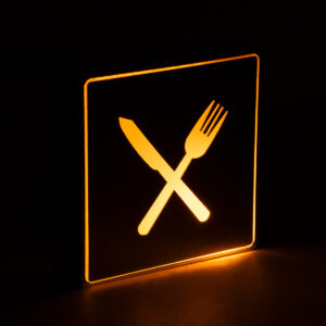 GloboStar® SENSATI 75660 Φωτιστικό Τοίχου Ένδειξης RESTAURANT FORK & KNIFE LED 1W AC 220-240V IP20 – Σώμα Αλουμινίου – Μ11 x Π11 x Υ3cm – Πορτοκαλί