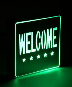 GloboStar® SENSATI 75658 Φωτιστικό Τοίχου Ένδειξης WELCOME 5 STARS LED 1W AC 220-240V IP20 – Σώμα Αλουμινίου – Μ11 x Π11 x Υ3cm – Πράσινο