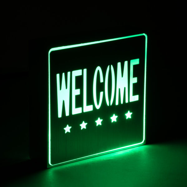 GloboStar® SENSATI 75658 Φωτιστικό Τοίχου Ένδειξης WELCOME 5 STARS LED 1W AC 220-240V IP20 – Σώμα Αλουμινίου – Μ11 x Π11 x Υ3cm – Πράσινο