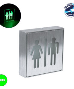 GloboStar® SENSATI 75656 Φωτιστικό Τοίχου Ένδειξης WC MAN & WOMAN LED 1W AC 220-240V IP20 – Σώμα Αλουμινίου – Μ11 x Π11 x Υ3cm – Πράσινο
