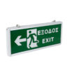 GloboStar® 75664 Κρεμαστό Φωτιστικό Ένδειξης ΕΞΟΔΟΣ – EXIT RUN ARROW LED 1W AC 220-240V Διπλής Όψης με Επαναφορτιζόμενη Μπαταρία 350mAh – 120 Λεπτά Αυτονομία – IP20 – Σώμα Αλουμινίου – Μ34.5 x Π14 x Υ2.3cm – Πράσινο