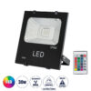 GloboStar® 75601 Επαγγελματικός Προβολέας LED 30W 1950lm 120° AC 220-240V Αδιάβροχος IP66 με Ασύρματο Χειριστήριο IR – RGB – Μ17 x Π4.5 x Υ20cm – 3 Χρόνια Εγγύηση